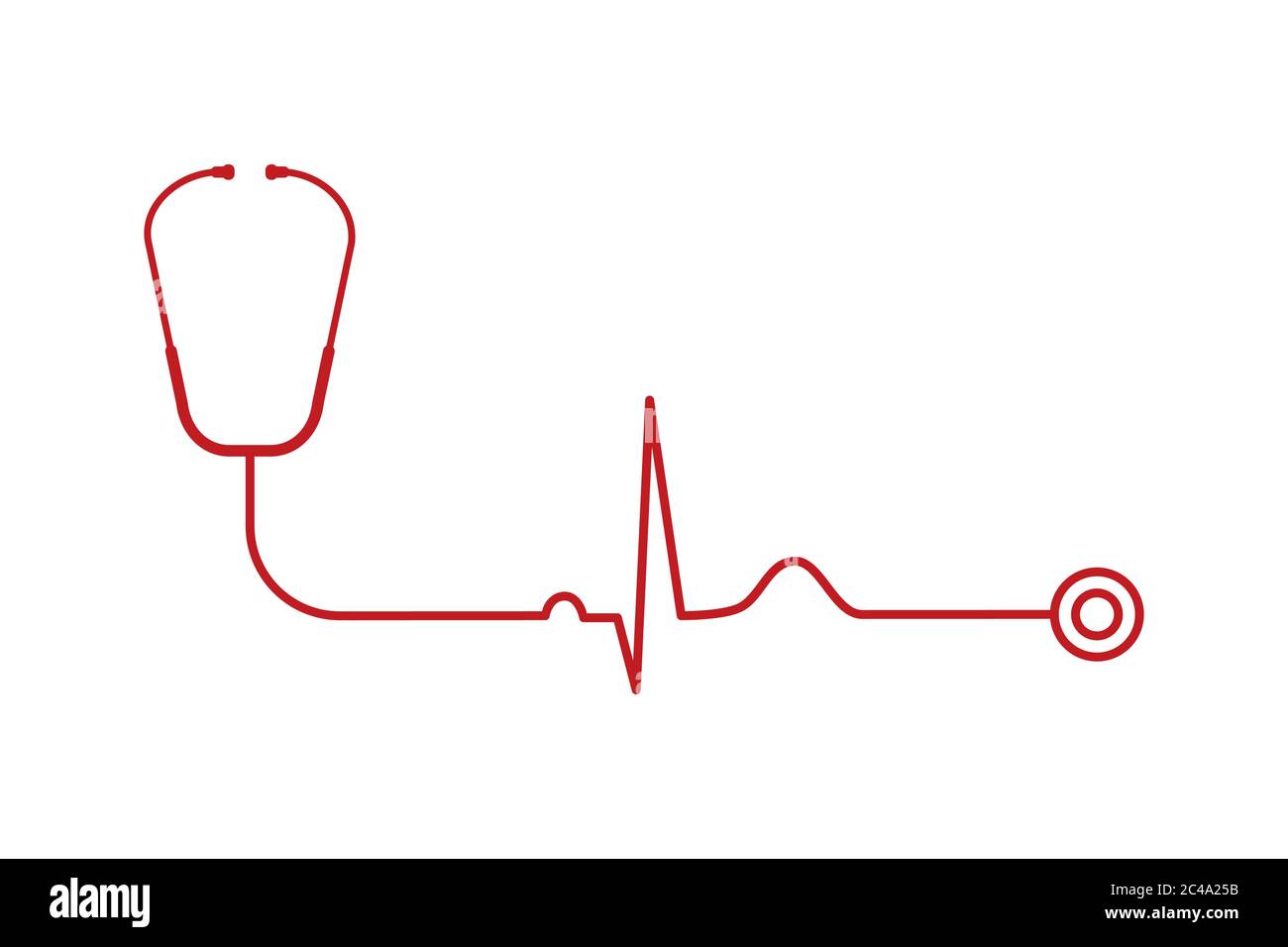 Electrocardiograma con estetoscopio. Concepto de corazón saludable. Línea  de latido normal del corazón. ECG o ECG. Antecedentes médicos con espacio  de copia. Sonidos del corazón Imagen Vector de stock - Alamy