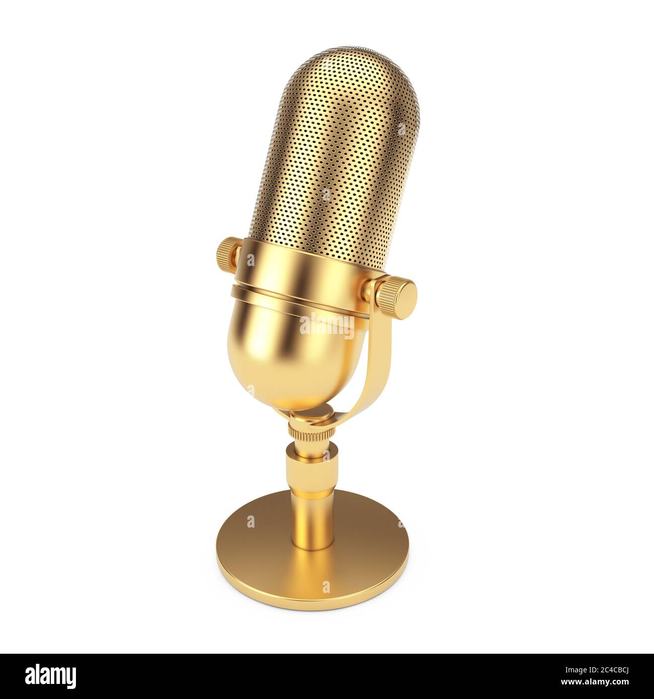 Micrófono de oro vintage sobre fondo blanco. Presentación 3d Fotografía de  stock - Alamy