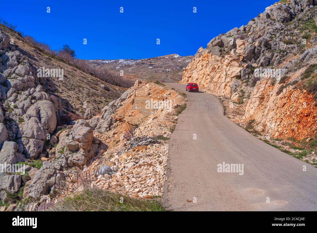 Carretera de montaña, Niha, valle de Bekaa, en el Líbano Foto de stock