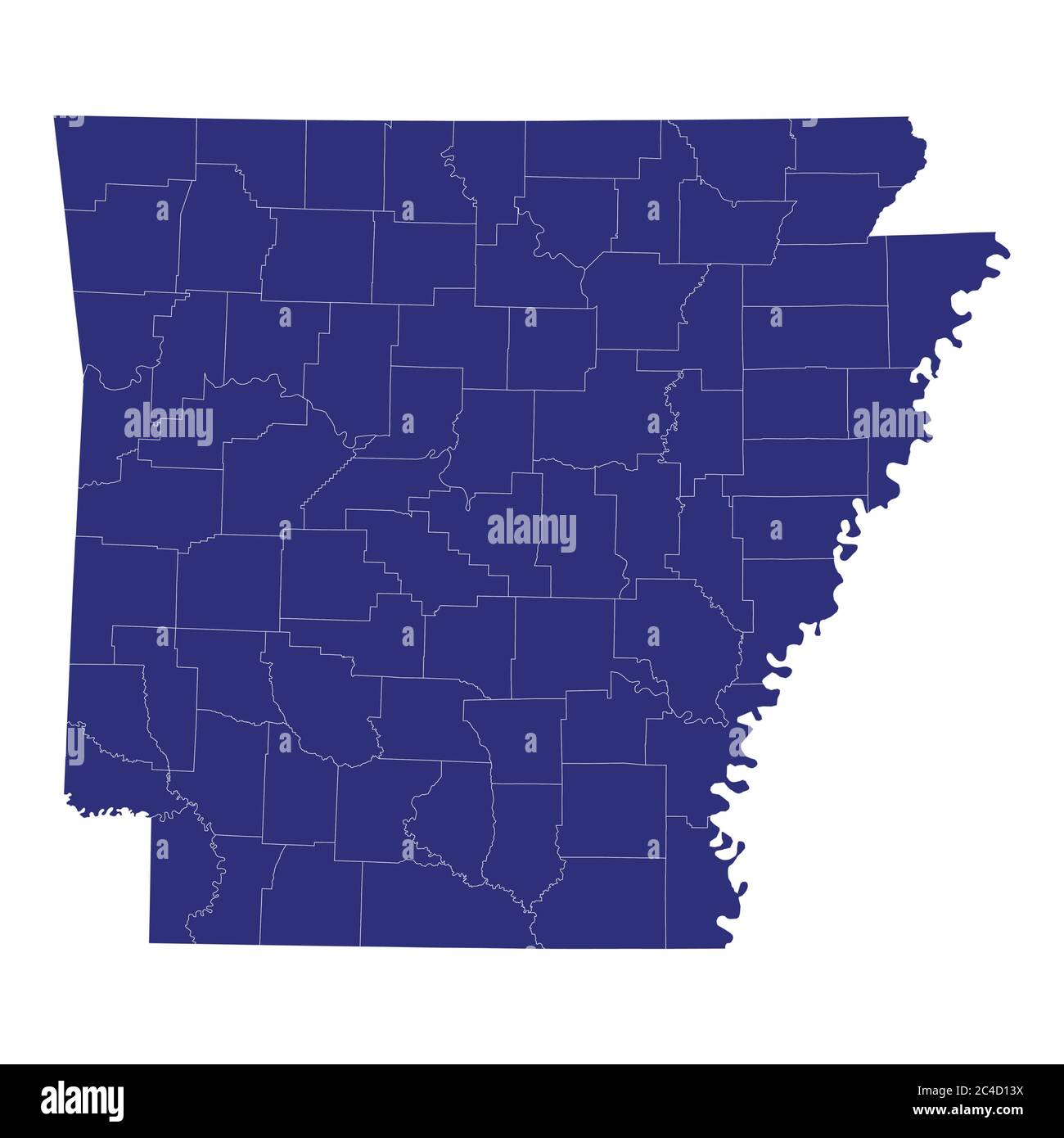 Mapa del condado del estado de arkansas Imágenes vectoriales de stock