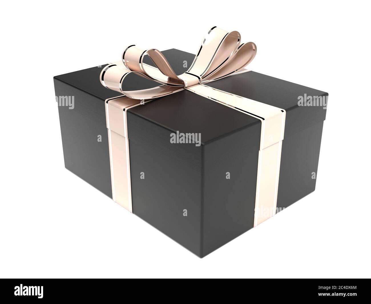 Caja negra. Presente decorado con arco dorado. ilustración de  representación 3d Fotografía de stock - Alamy