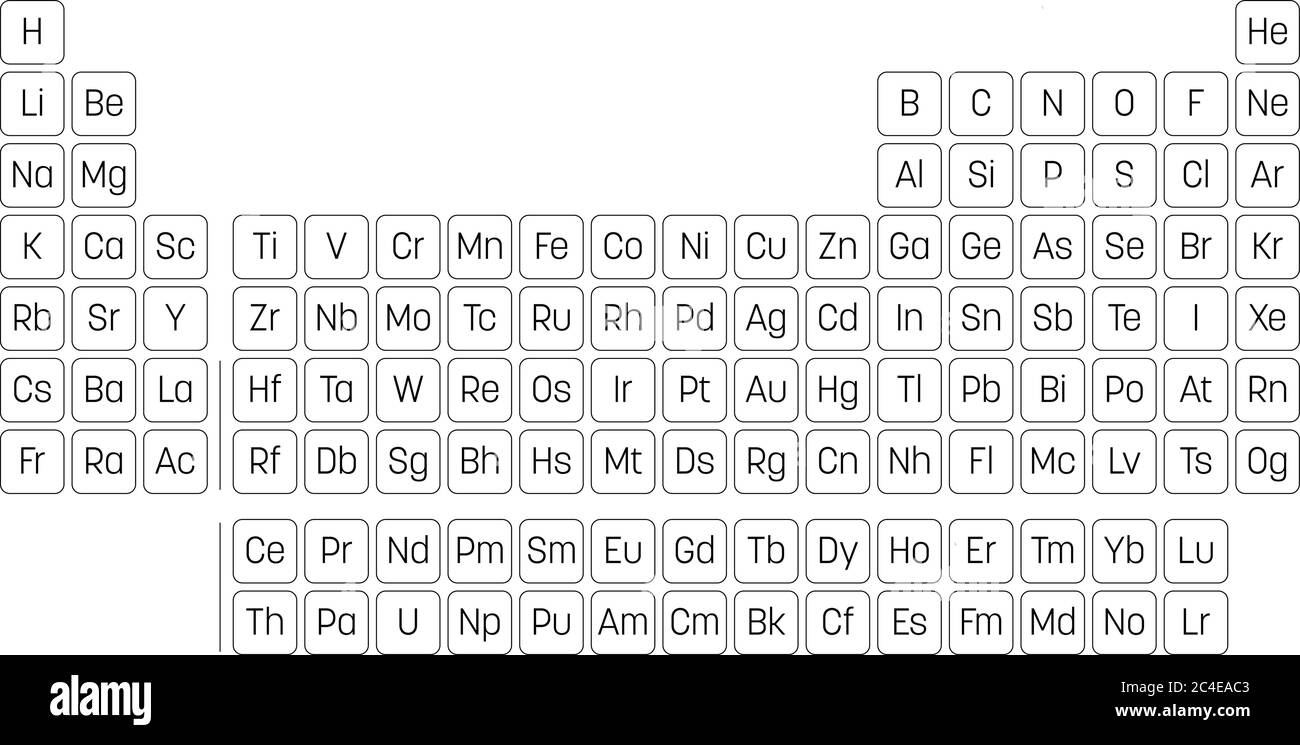 Tabla periódica de elementos. Tabla sencilla con símbolos de elementos  químicos. Ilustración de vector de contorno negro Imagen Vector de stock -  Alamy