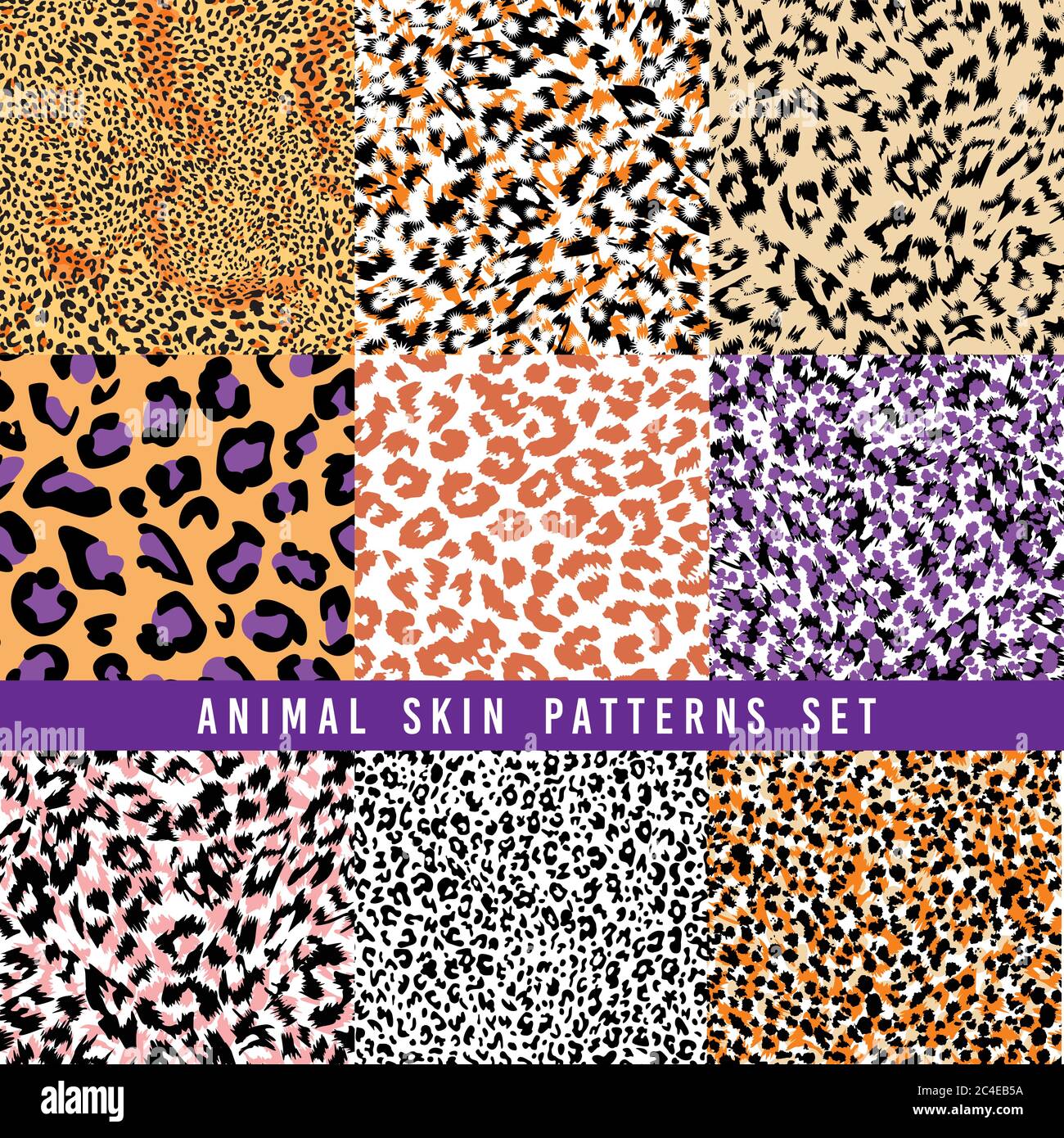 conjunto de patrones de vectores de estampado animal Imagen Vector de ...