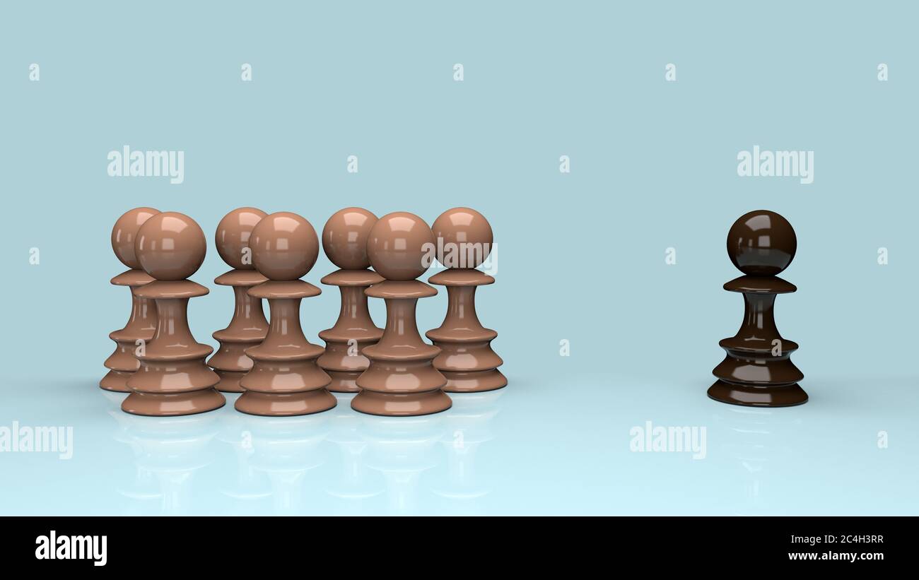 Tema social o concepto de racismo usando peones de ajedrez. Ilustración 3D Foto de stock