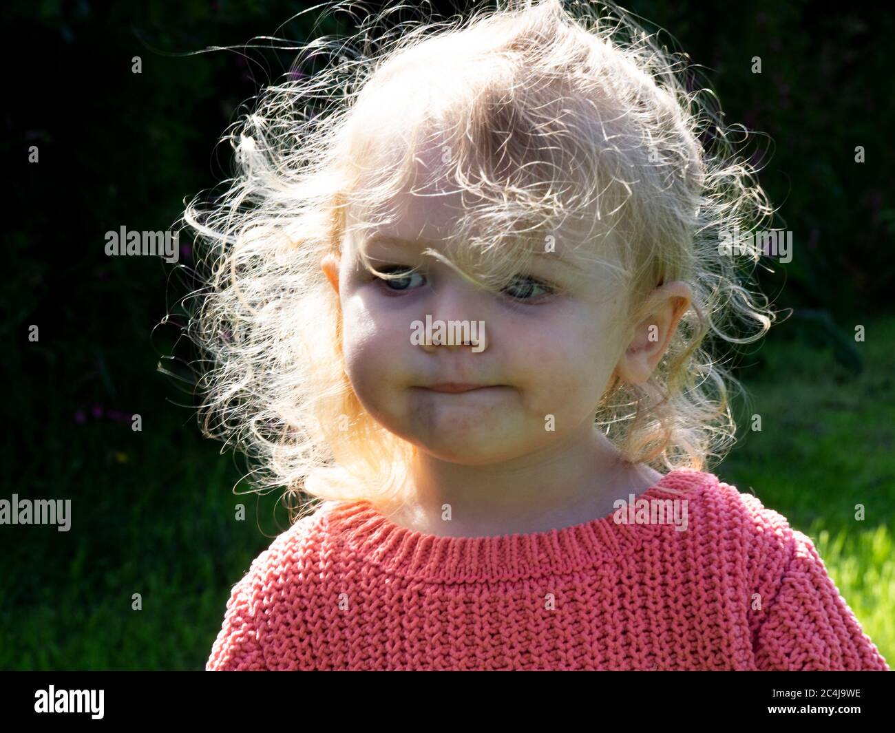 Niño pequeño con pelo de vuelo, Reino Unido Foto de stock