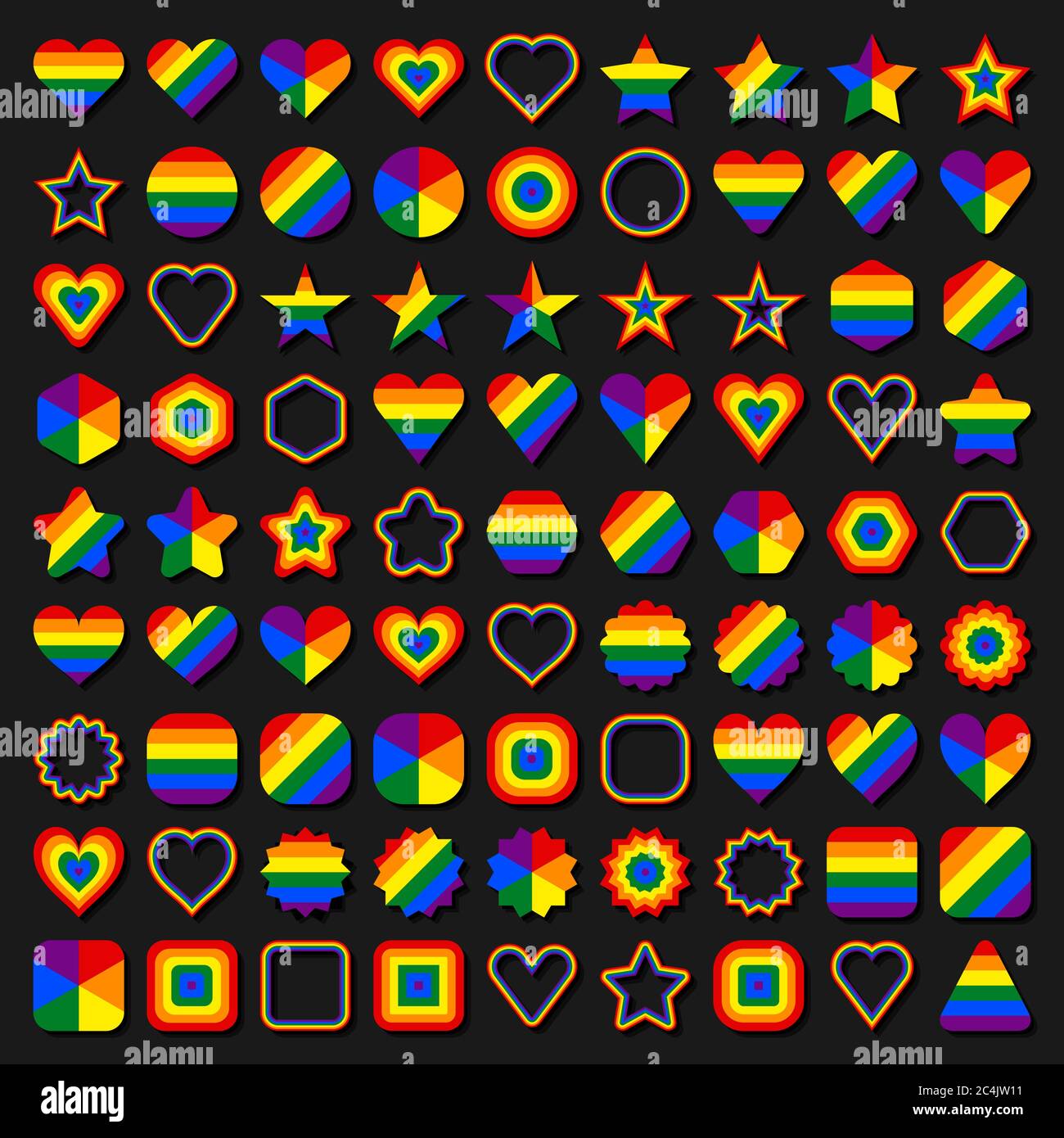 Formas De Bandera Lgbt Formas De Círculo Estrella Hexágono Corazón Cuadrado Triángulo 