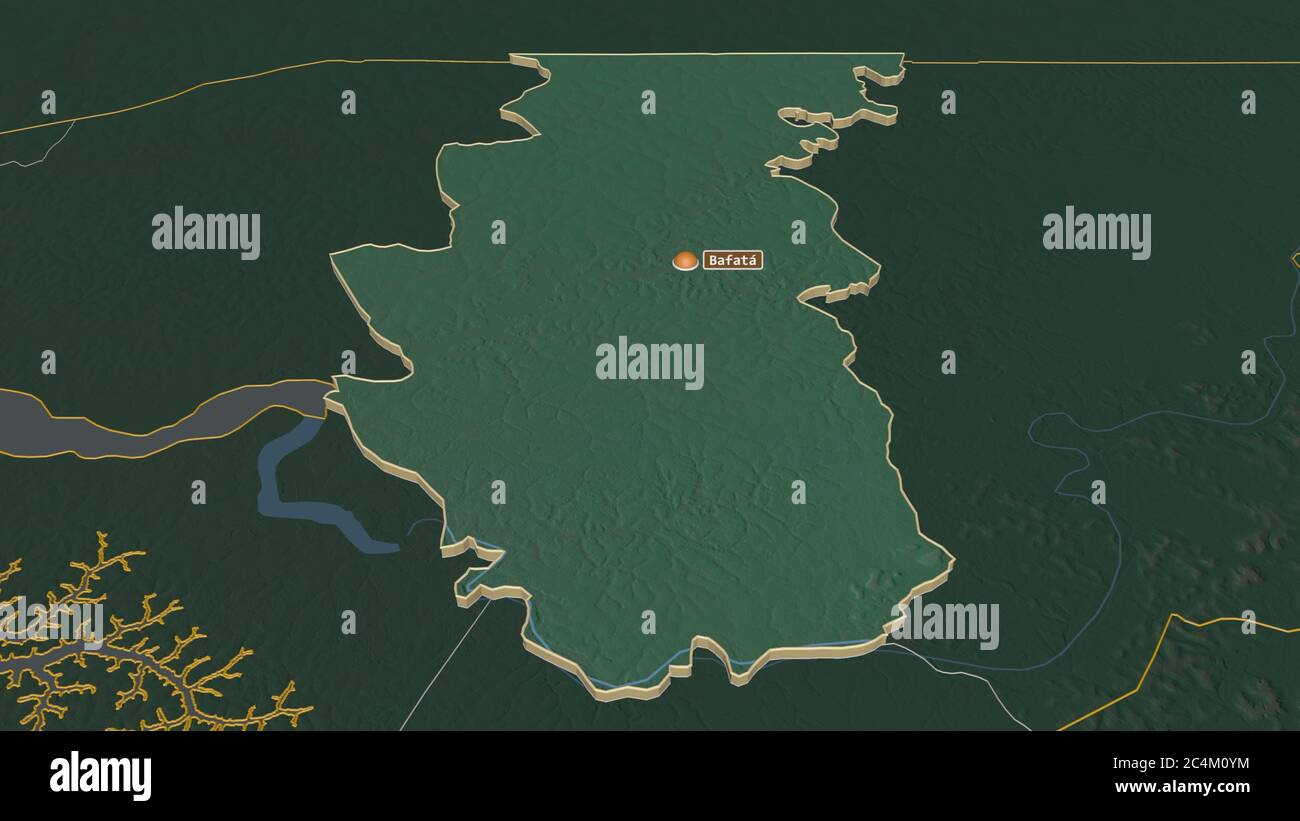 Ampliar Bafatá (región de GuineaBissau) extruido. Perspectiva oblicua