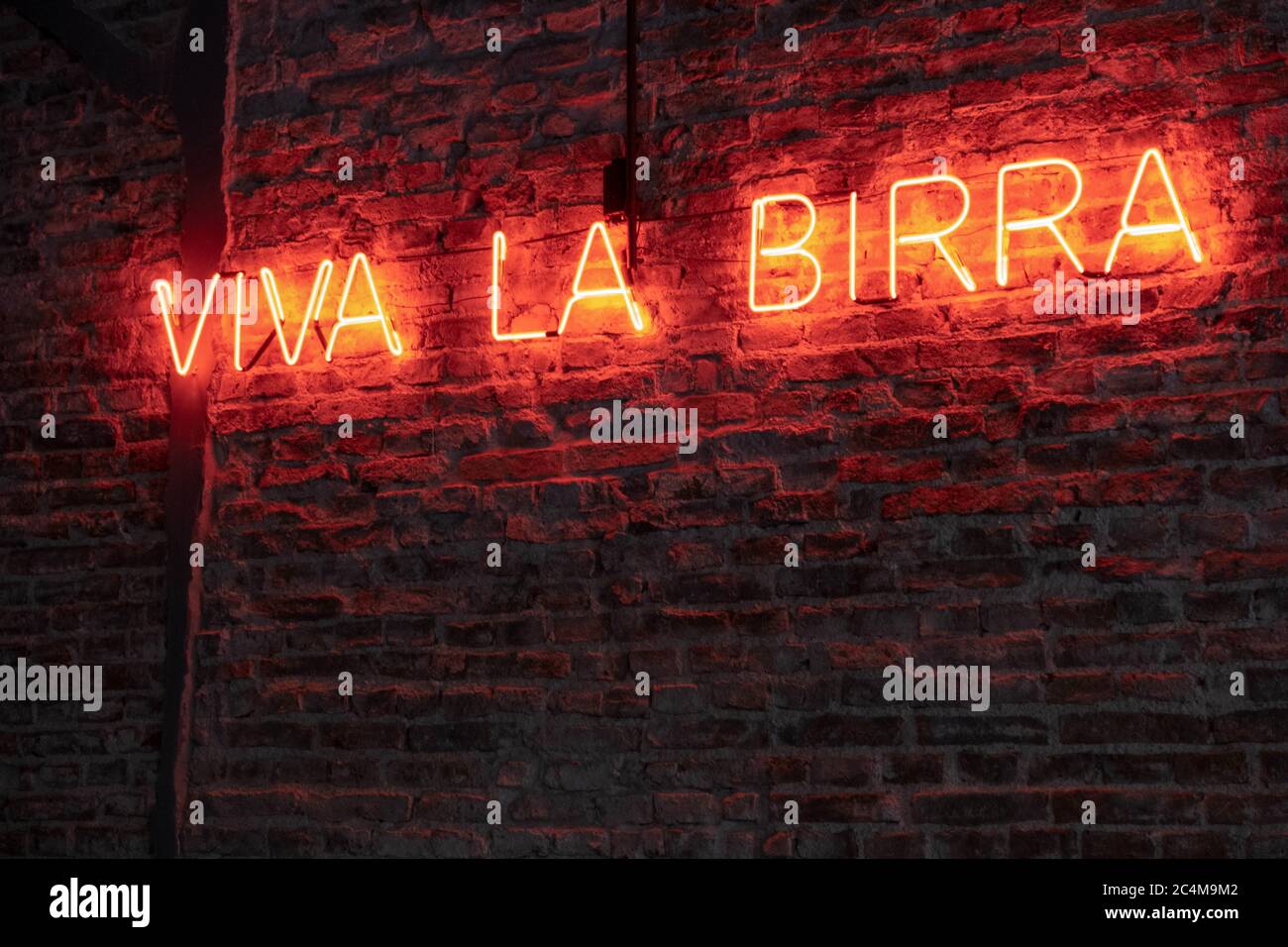 Palabras 'Viva la Birra' que significa 'Viva la cerveza' En italiano  escrito con luces de neón Fotografía de stock - Alamy