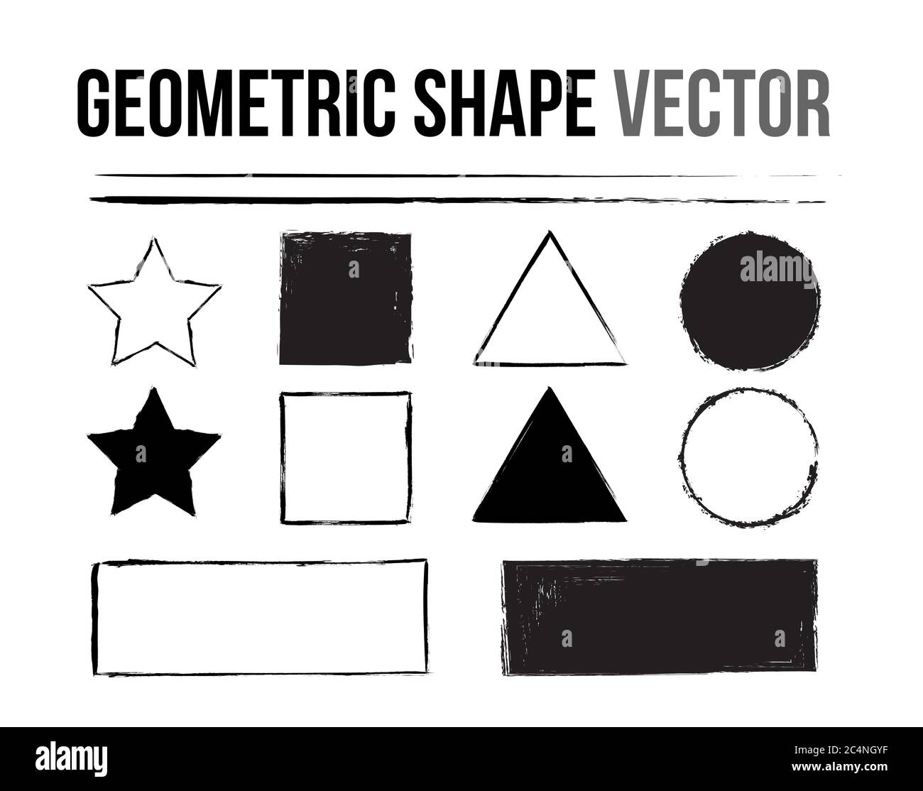 La colección de formas geométricas vectoriales dibujadas a mano con pincel Ilustración del Vector