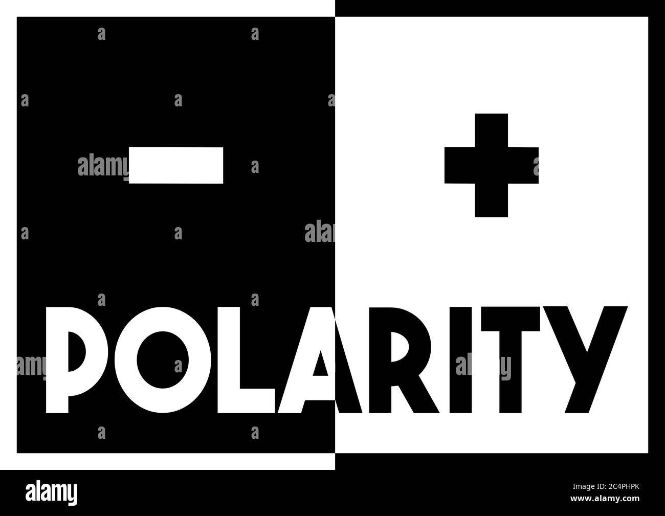 Un texto de diseño en blanco y negro en negrita ilustración gráfica sobre  el concepto de polaridad eléctrica u otra forma de polaridad Fotografía de  stock - Alamy