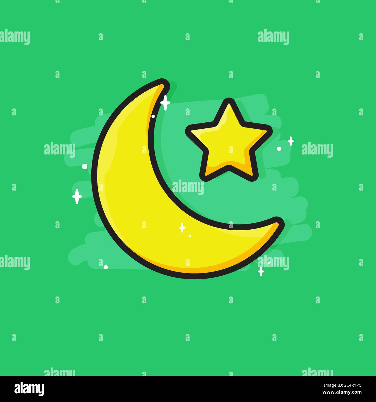 Icono de media luna y la estrella de dibujos animados Imagen Vector de  stock - Alamy