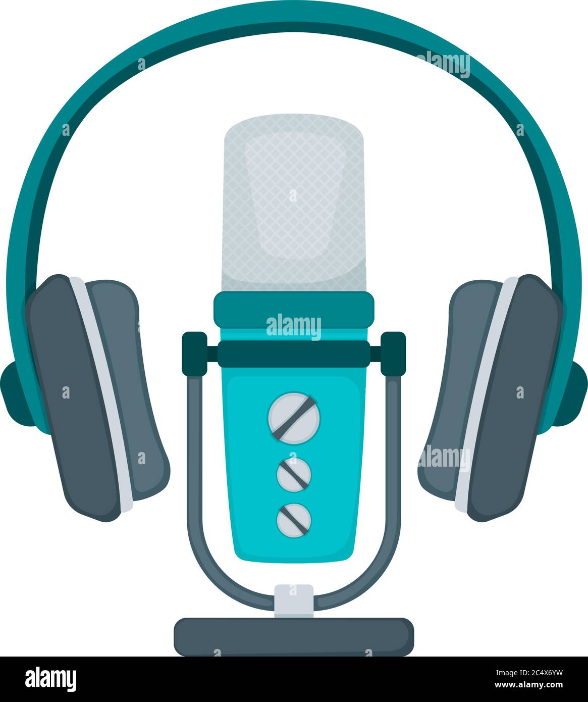 Micrófono y auriculares profesionales para radio, transmisión en línea de  Internet y podcast concepto icono plano vector ilustración, aislado en  blanco. Voz r Imagen Vector de stock - Alamy