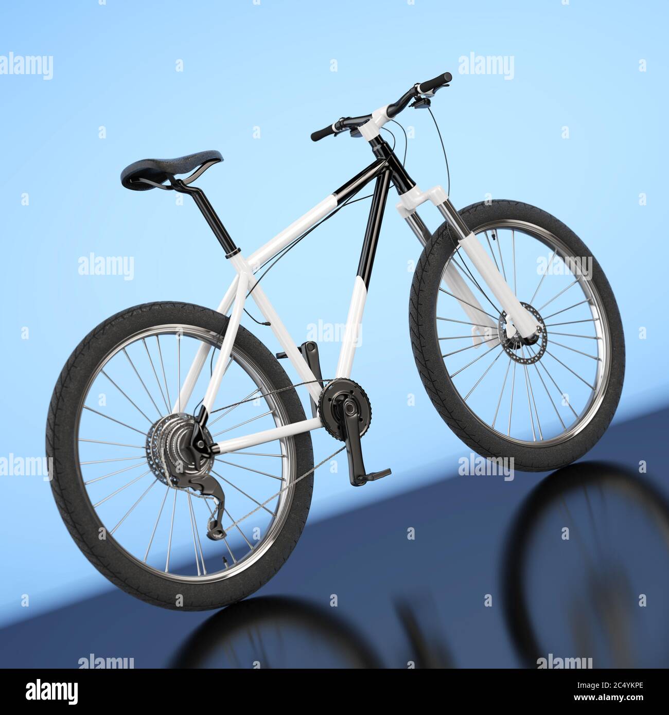 Bicicleta de Montaña Negra y Blanca sobre fondo azul. Presentación 3d  Fotografía de stock - Alamy