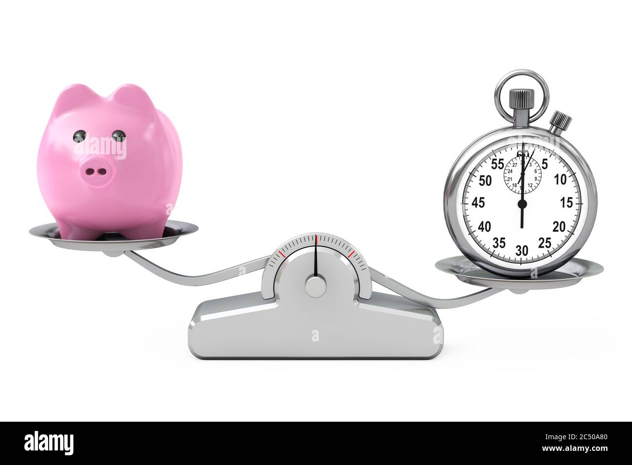 Piggy Bank y Stopwatch Balancing en una escala de ponderación simple