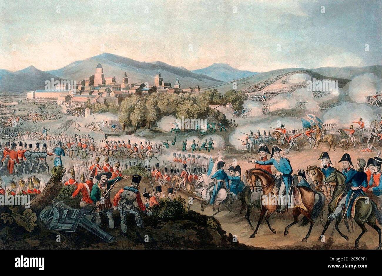Batalla de Vitoria Batalla de Vitoria, por Heath & Sutherland, guerras napoleónicas. Guerra peninsular. Foto de stock