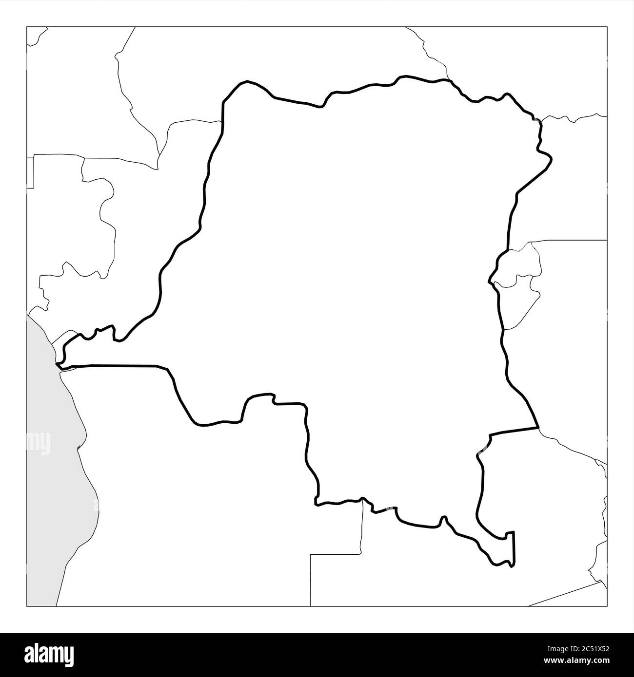 Mapa De La Rep Blica Democr Tica Del Congo Contorno Negro Y Grueso