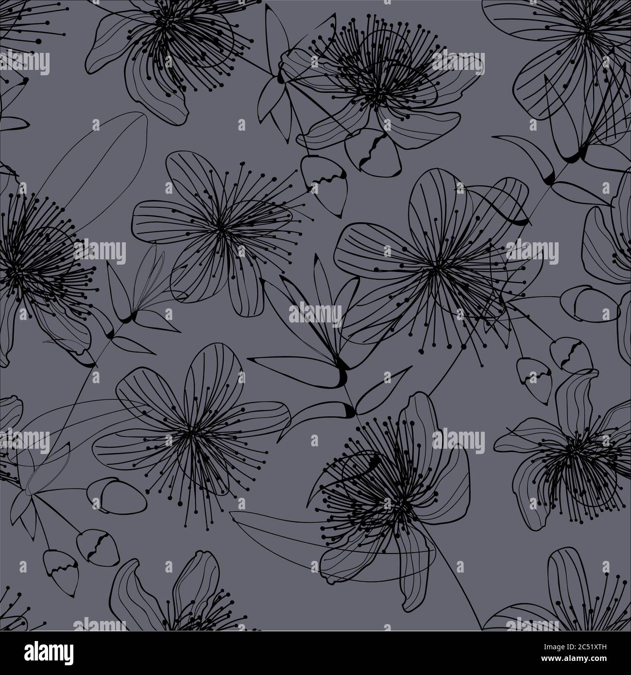 Flores DE color NEGRO sobre fondo gris. Las flores son tiernas. ENCAJE  Imagen Vector de stock - Alamy
