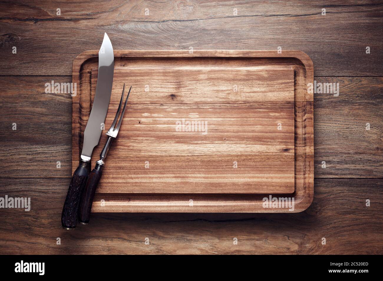 Tabla de cortar de madera rústica vacía textura fondo de cocina saludable  fondo de madera vista superior espacio de copia