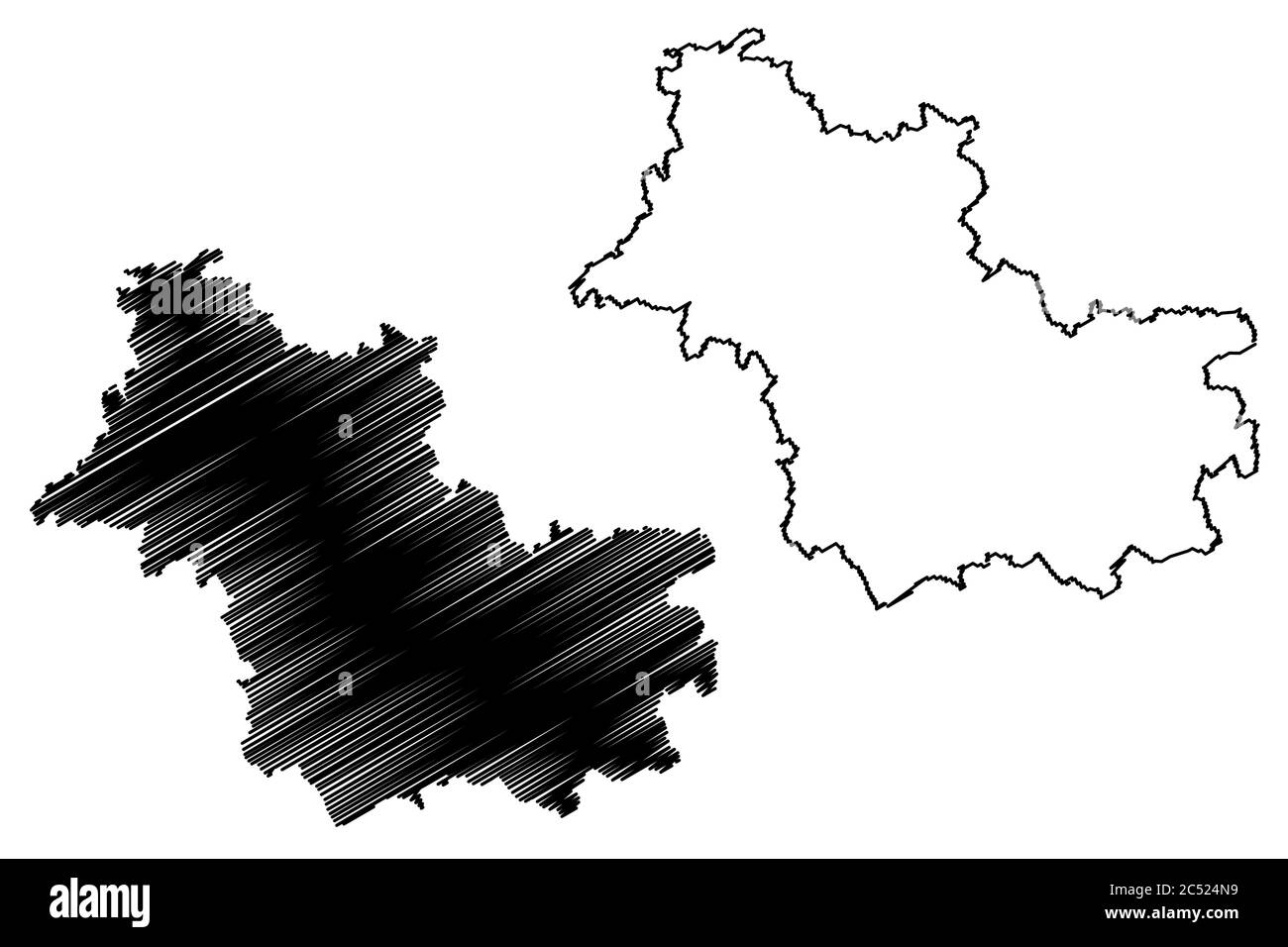 Departamento de Loir y Cher (Francia, República Francesa, región Centro-Valle del Loira) mapa ilustración vectorial, scribble bosquejo Loir y Cher mapa Ilustración del Vector