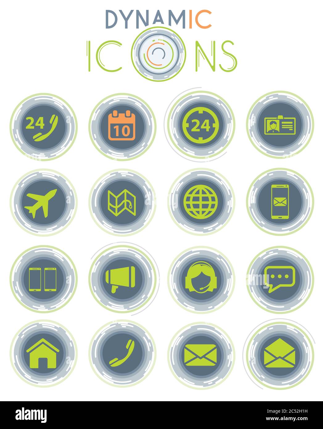 Iconos dinámicos de contactos Ilustración del Vector