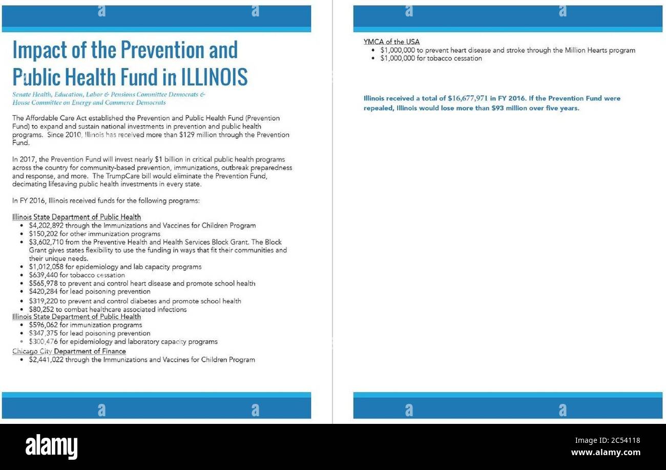 Impacto del Fondo de prevención y salud pública en Illinois. Foto de stock