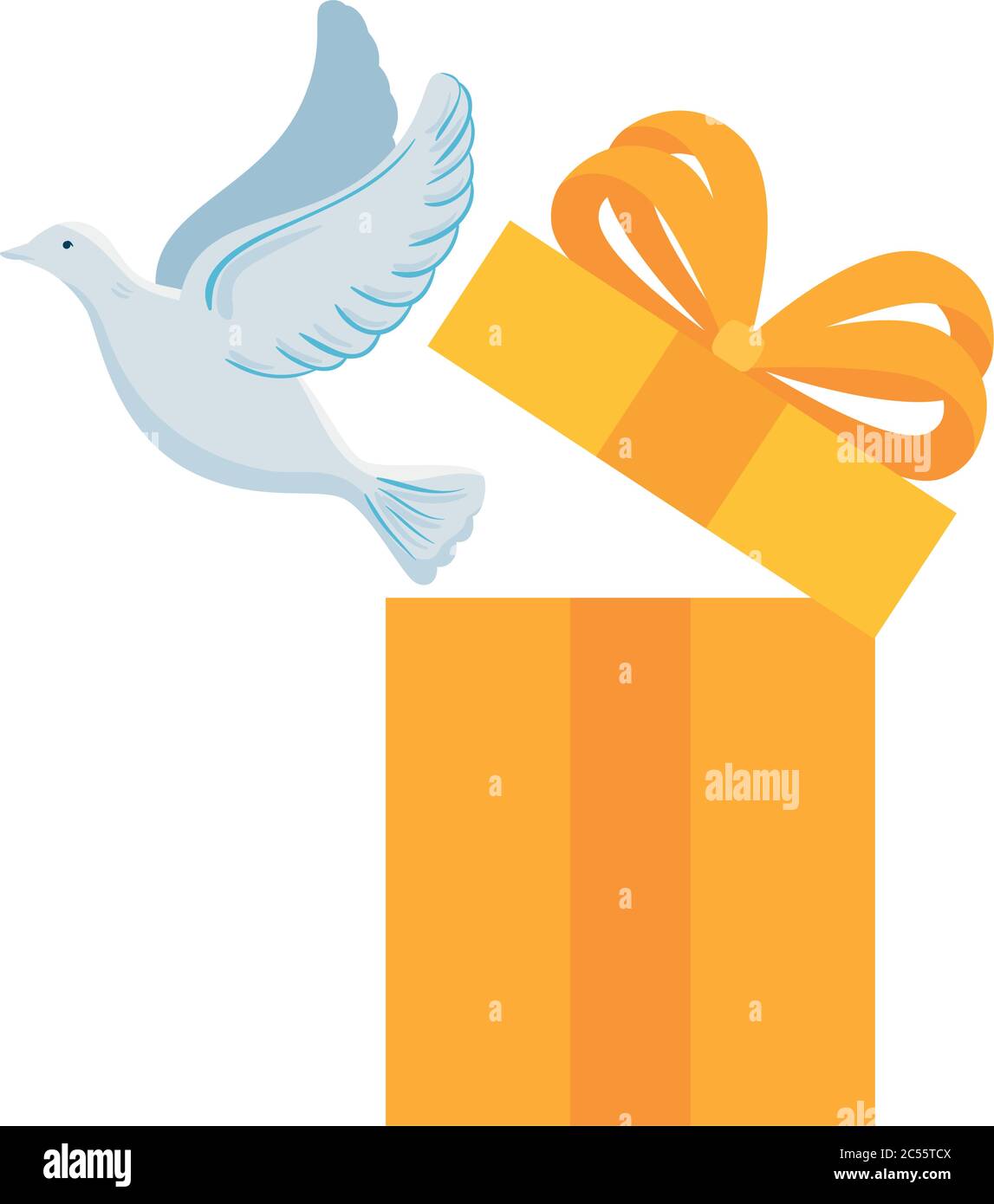paloma blanco saliendo de la caja de regalo fondo blanco Imagen Vector de stock - Alamy