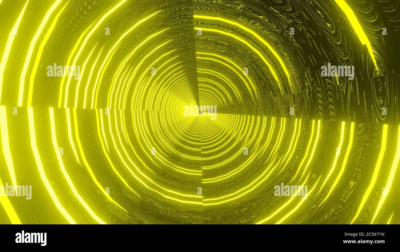 Resumen túnel amarillo psicodélico fragmentado Foto de stock