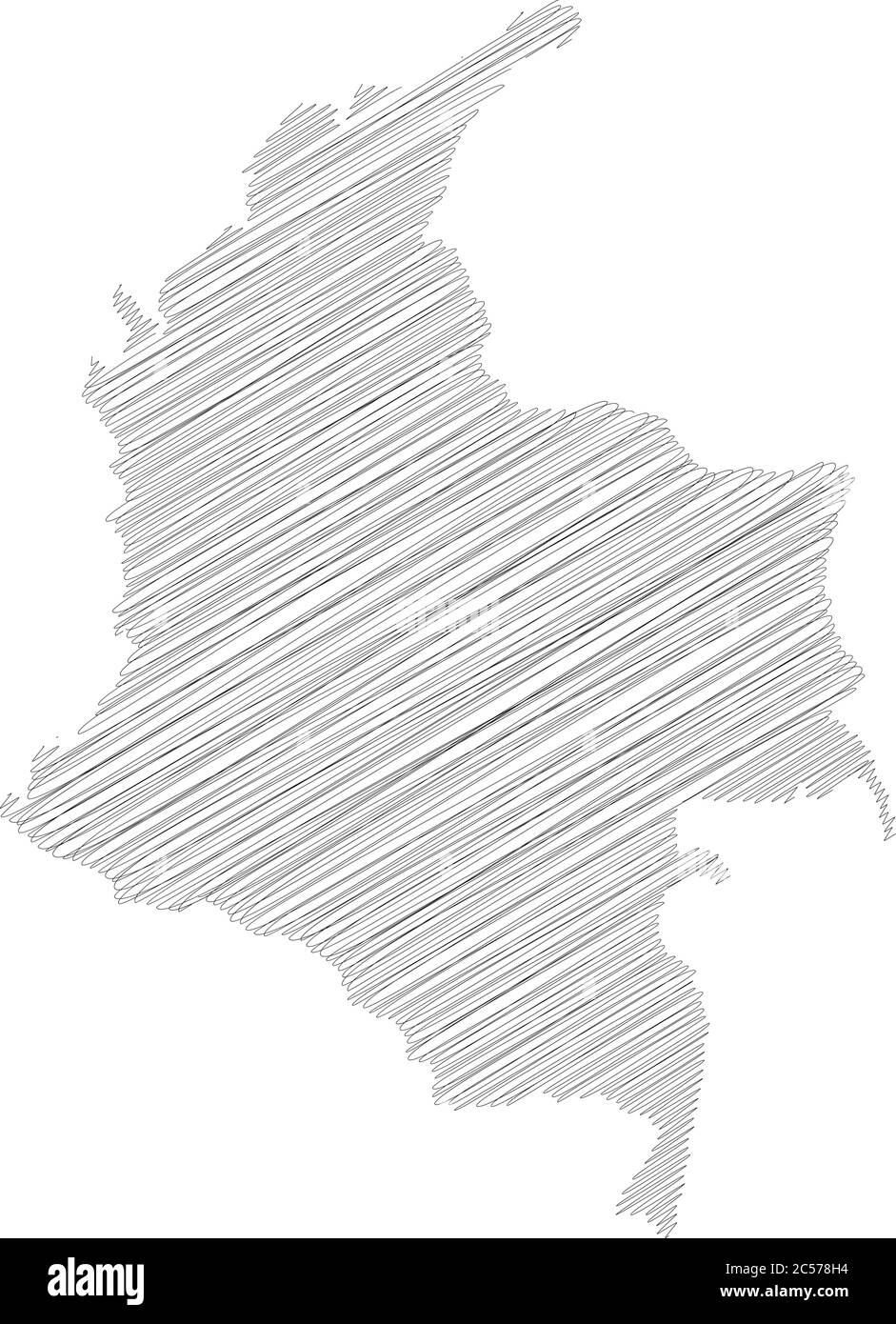Colombia Scribble Lápiz Bosquejo Mapa De Silueta De área De País Con