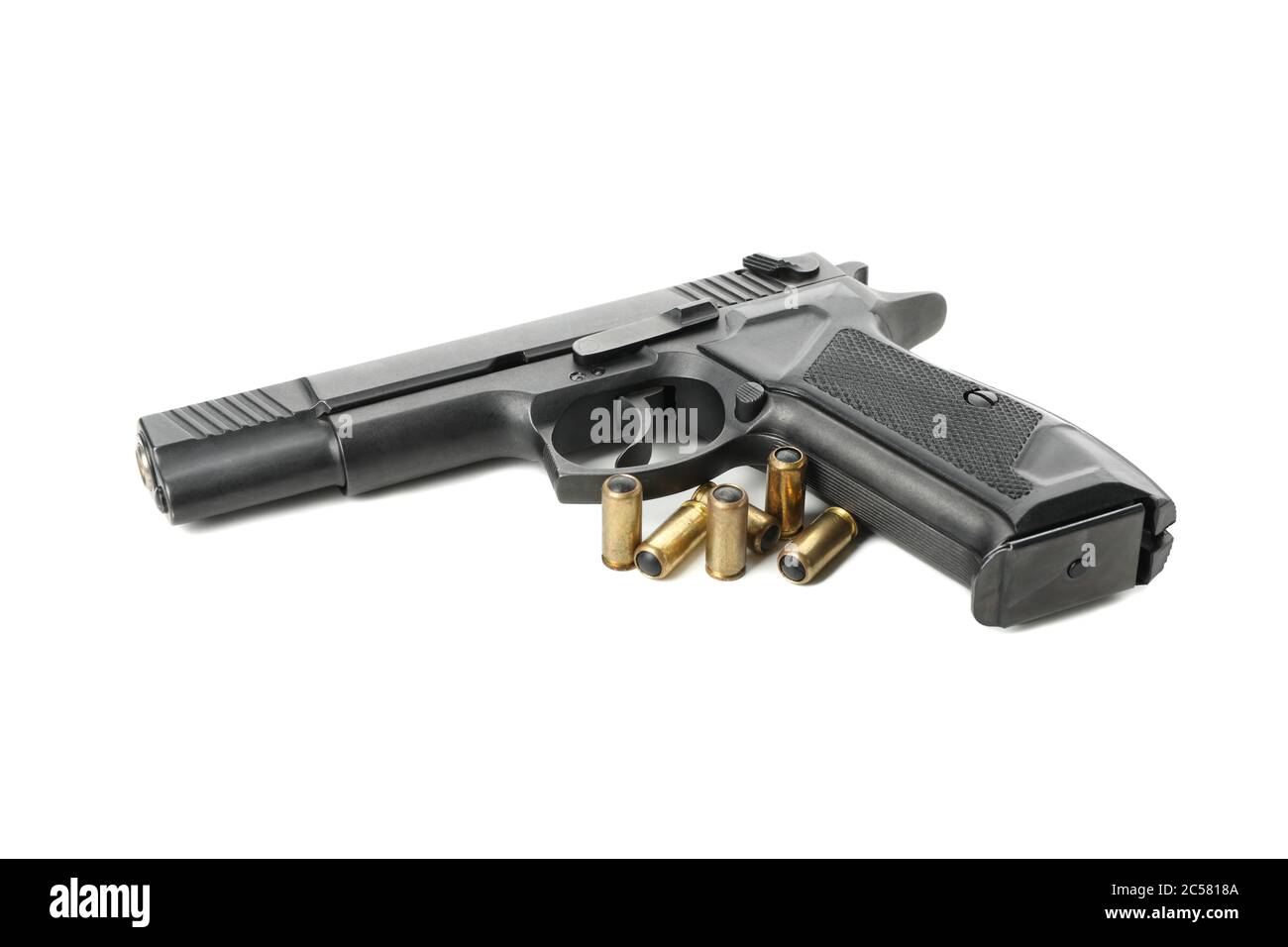 Muchos cartuchos para una pistola traumática sobre un fondo blanco  Fotografía de stock - Alamy