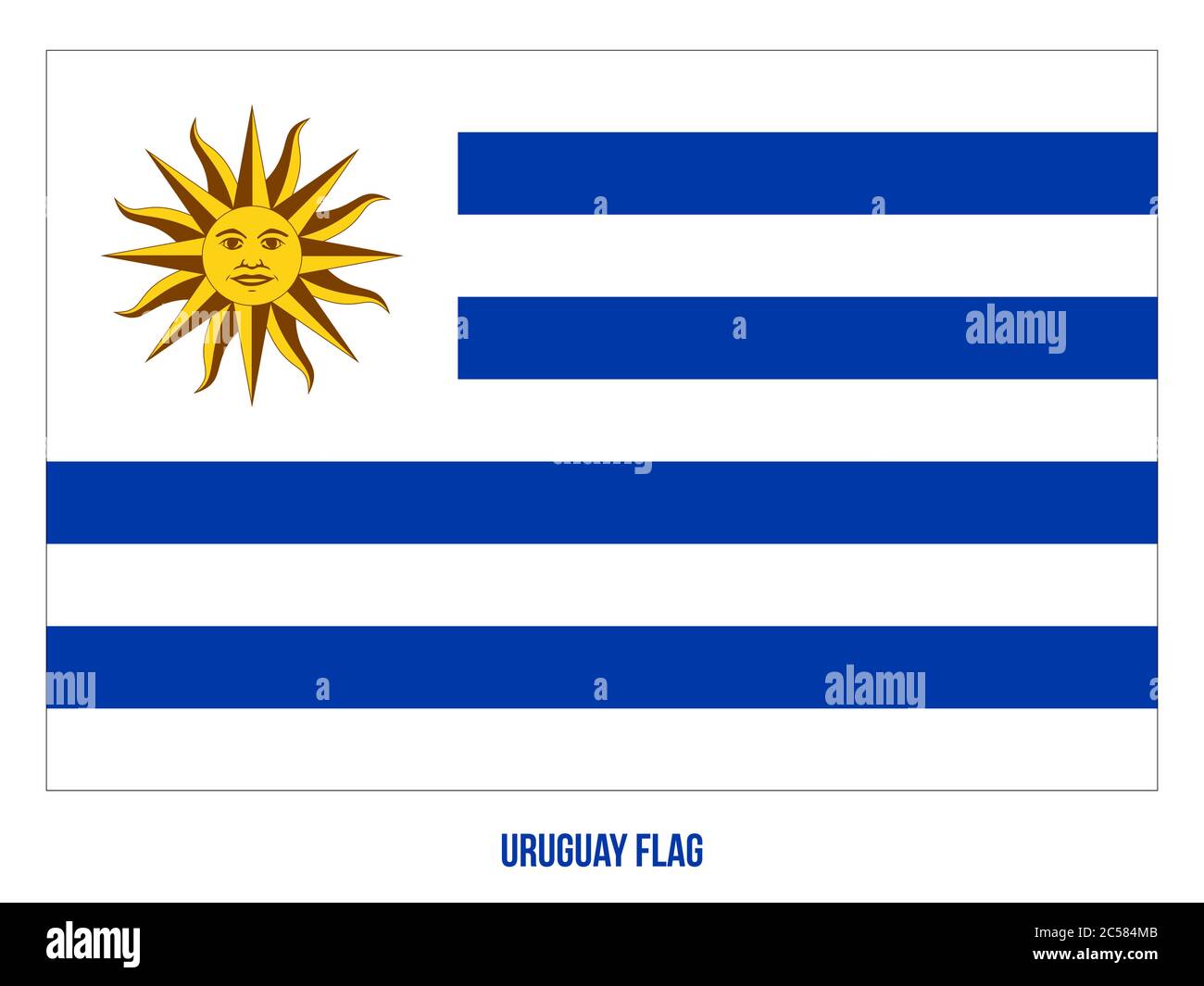 Uruguay Ilustración Del Vector De La Bandera Sobre Fondo Blanco