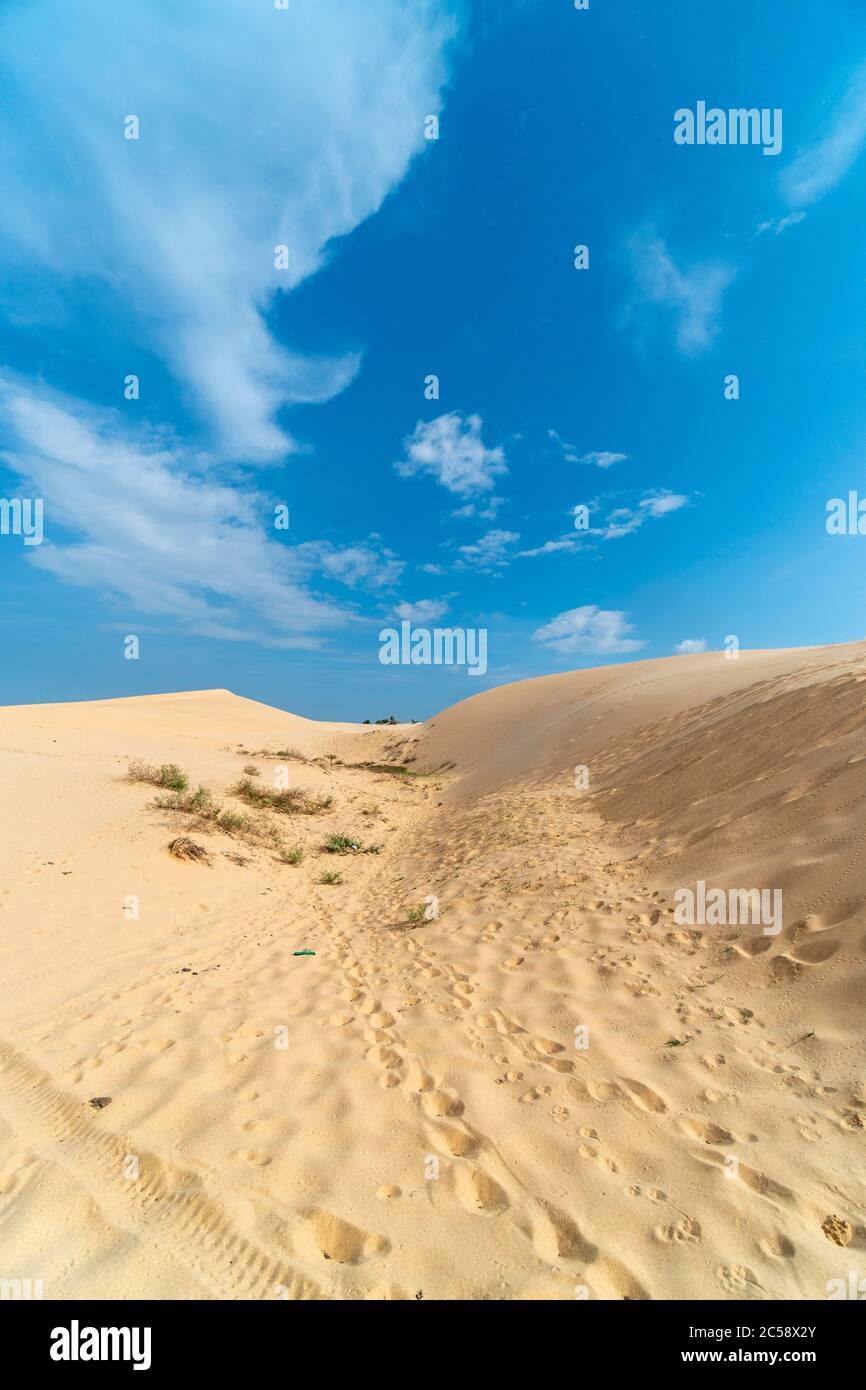 Dunas de arena Bau Trang, desierto subsahariano en la provincia de Binh Thuan, Vietnam Foto de stock