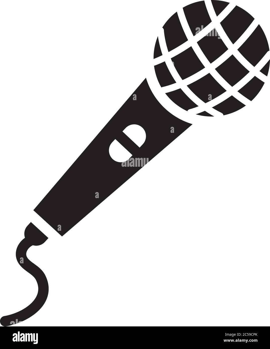 micrófono clásico con icono de cable sobre fondo blanco, estilo de silueta,  ilustración vectorial Imagen Vector de stock - Alamy