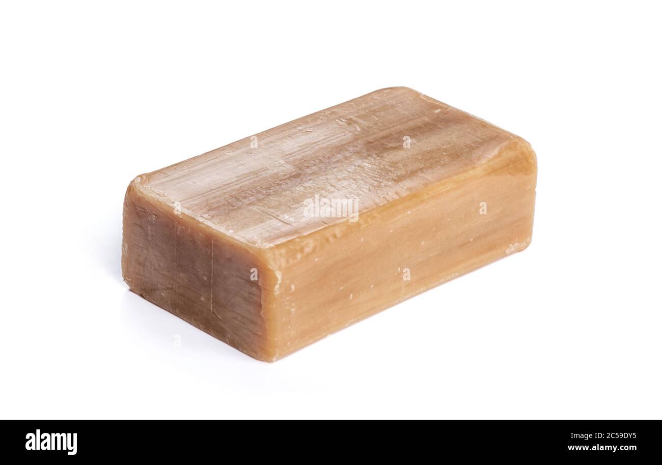 jabón natural marrón sobre fondo blanco Fotografía de stock - Alamy