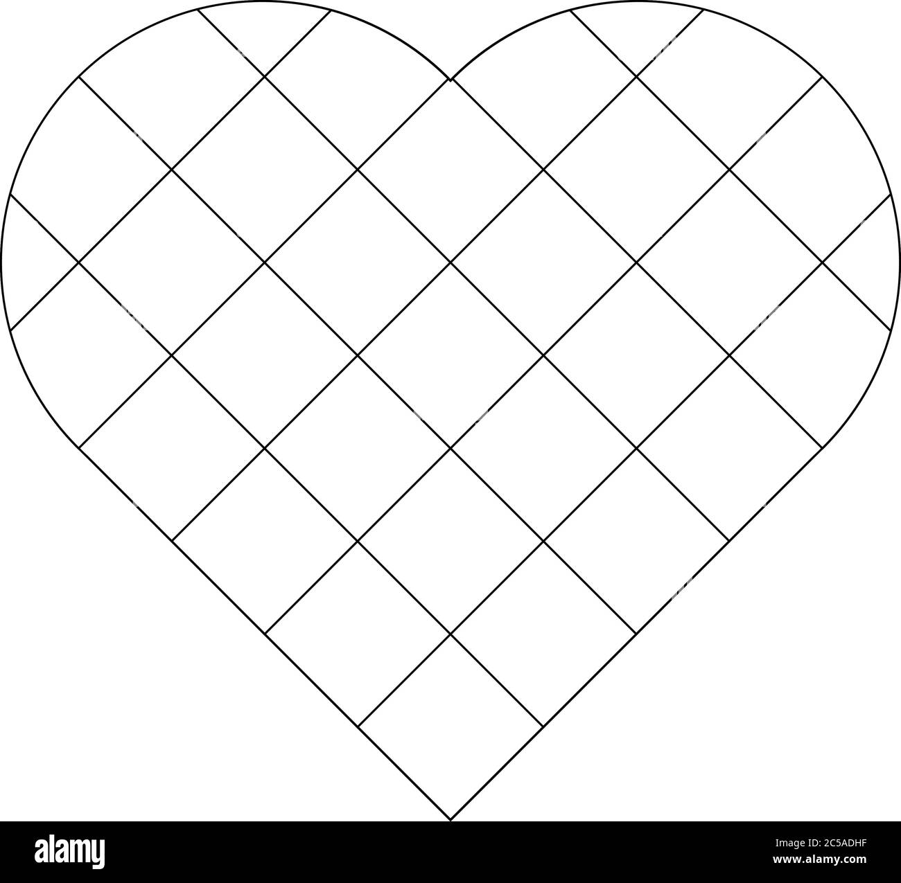 Corazón negro a cuadros. Cuadrícula cuadrada en disposición diagonal. Icono  de vector plano simple Imagen Vector de stock - Alamy