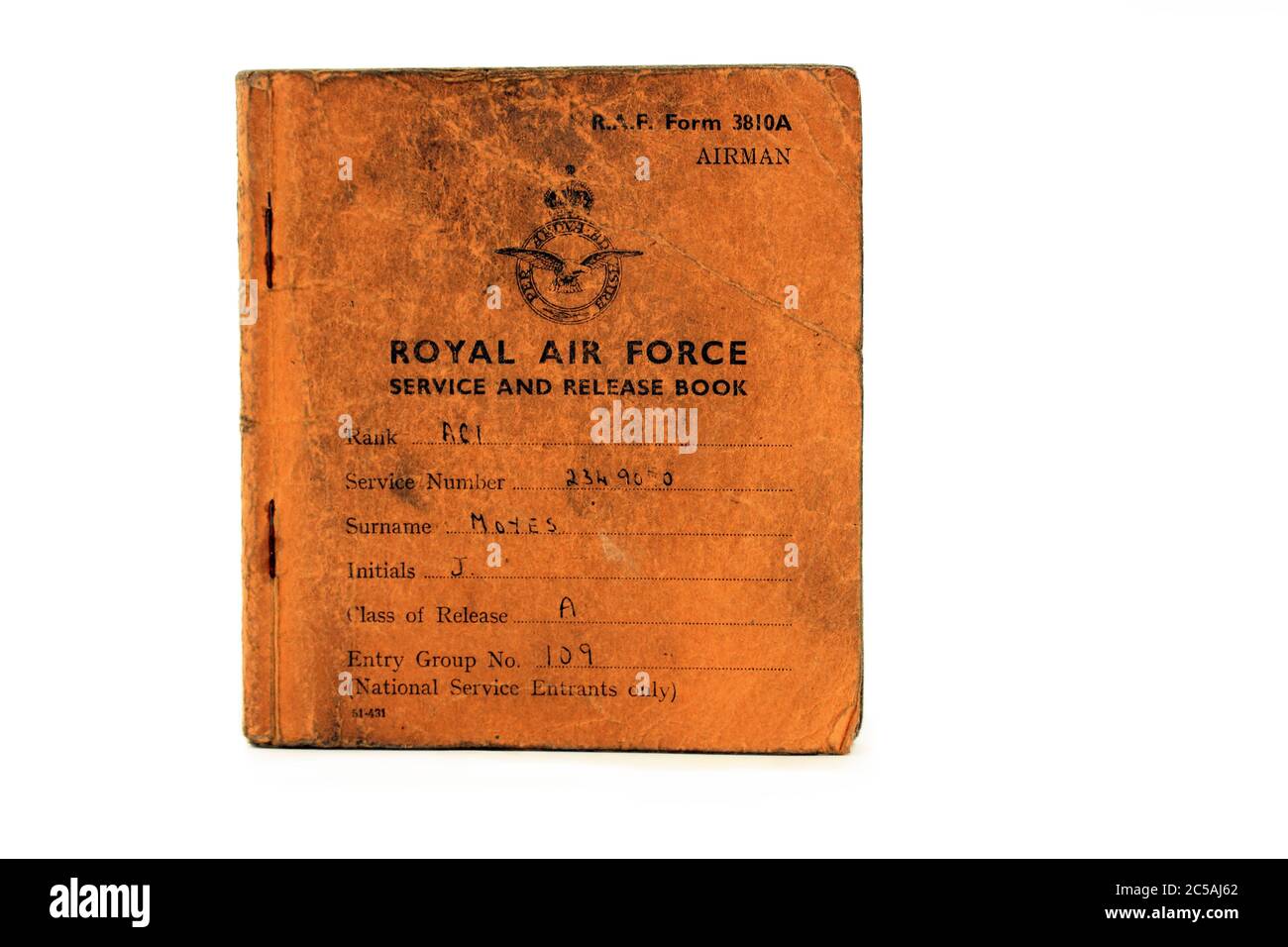 Antiguo servicio de la Fuerza Aérea Real y libro de lanzamiento de World Guerra II Foto de stock
