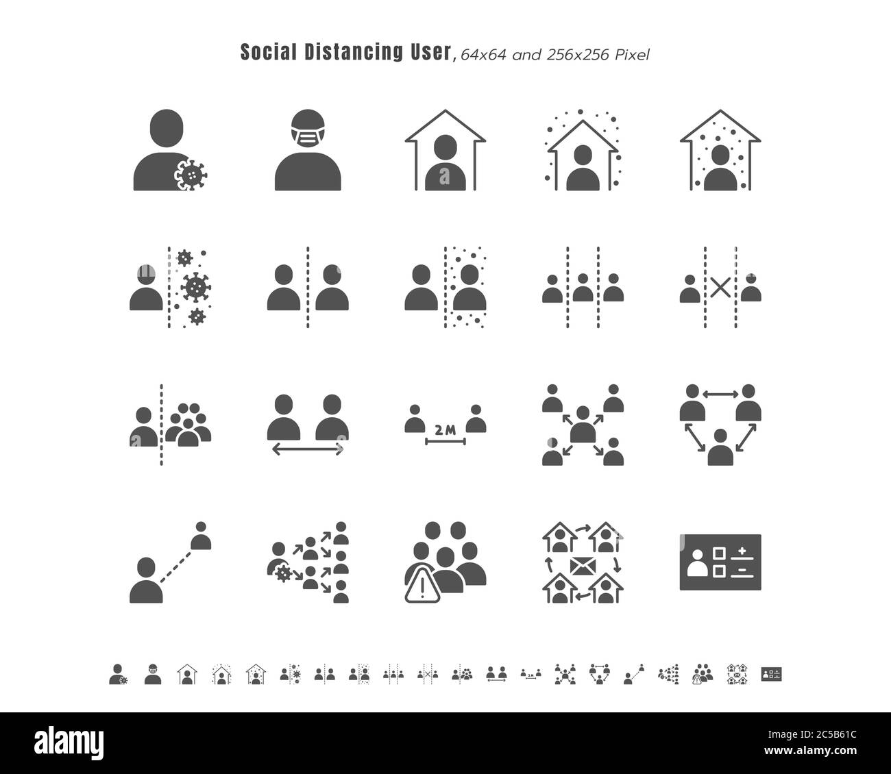 Conjunto simple de personas o usuarios de distanciamiento Social. Coronavirus 2019 o Covid-19 relacionados. Como cuarentena, distanciamiento físico, hacinamiento, Contacto cercano. Ilustración del Vector