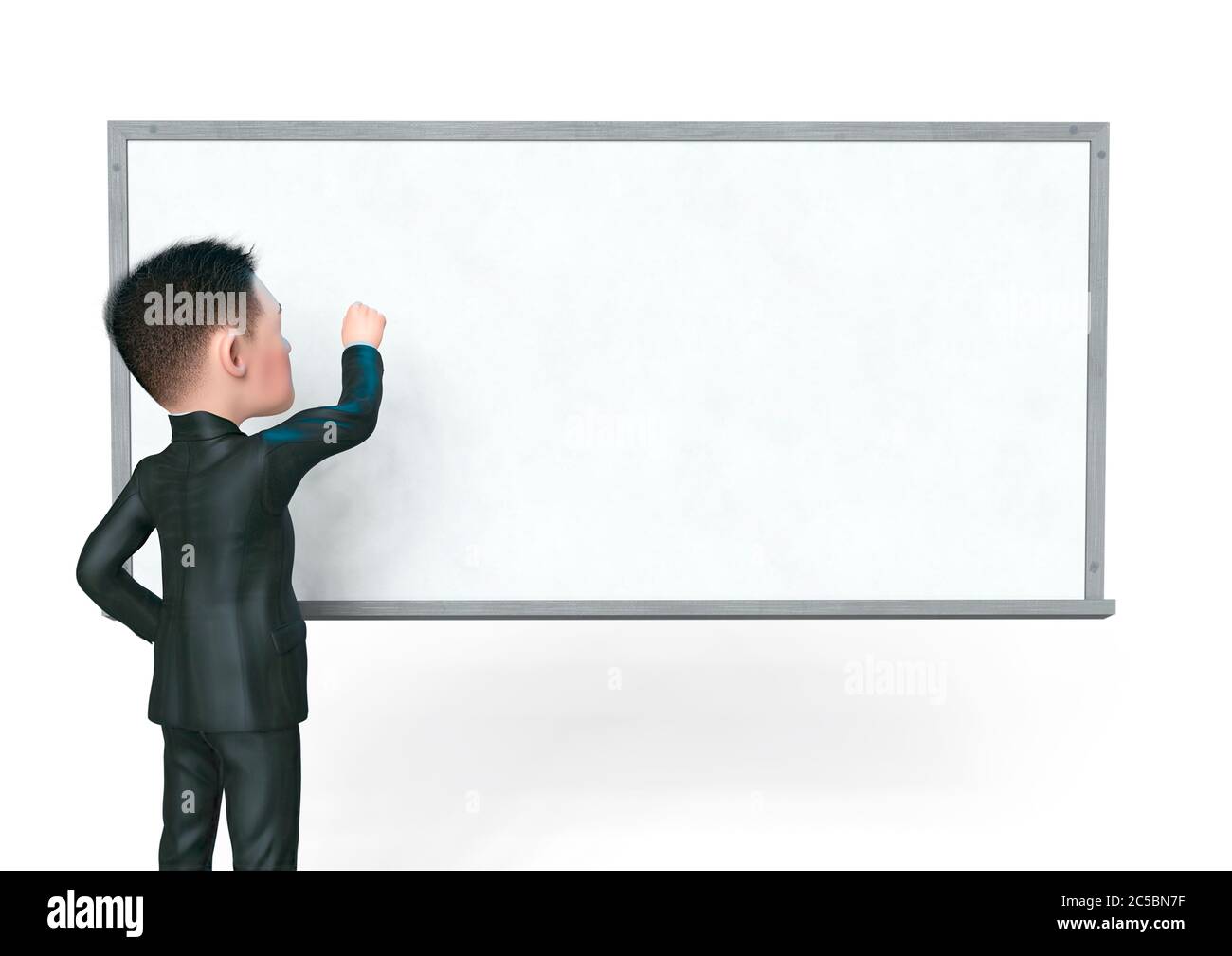 dibujo animado de businessman escribiendo en la pizarra blanca de la  oficina en fondo blanco, ilustración 3d Fotografía de stock - Alamy