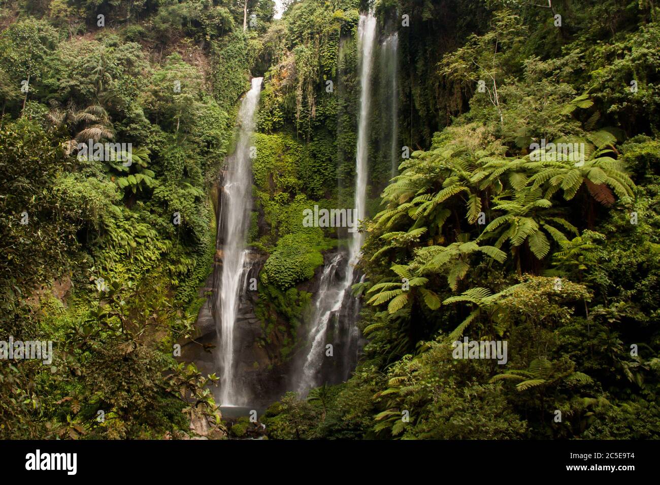 Hermoso paisaje tropical de la cascada Sekumpul en Bali Foto de stock