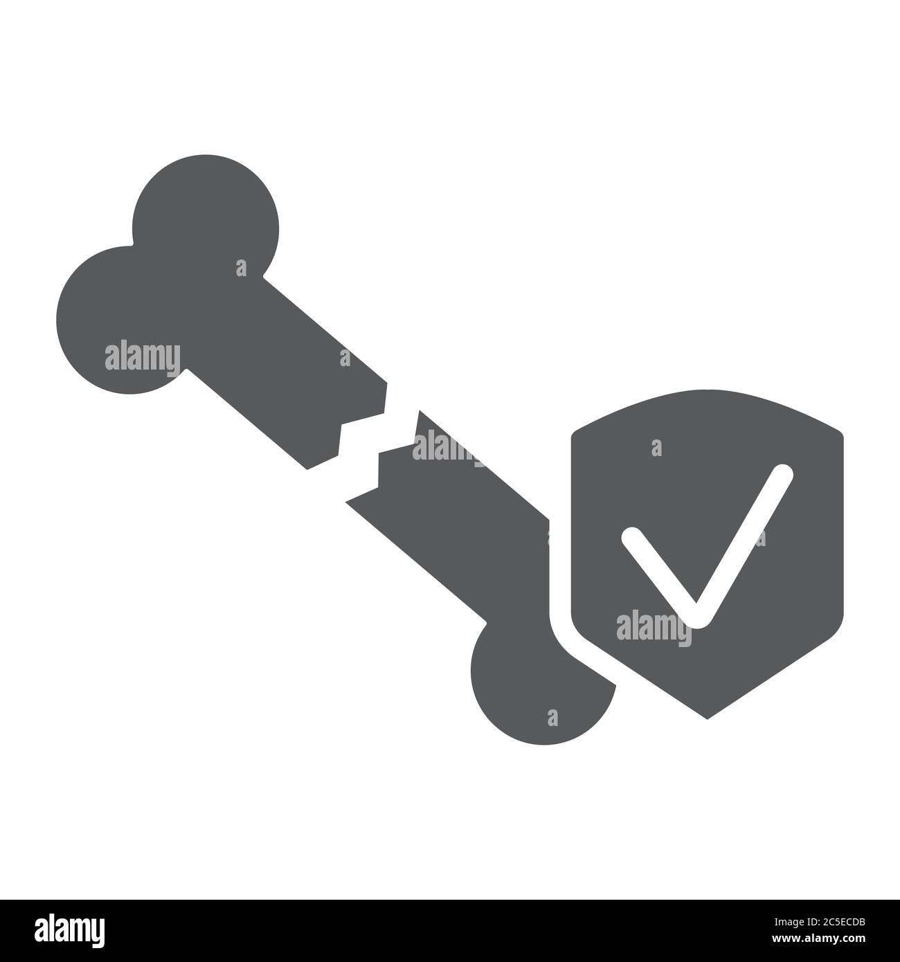 Icono de glifo de fractura protección y esqueleto signo de hueso roto