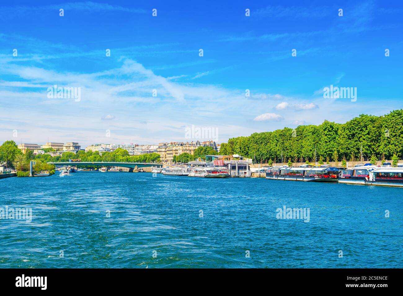París, Francia - 25 de junio de 2019: Paisaje con el Puente Alma - Pont de l'Alma a través del río Sena, París Foto de stock