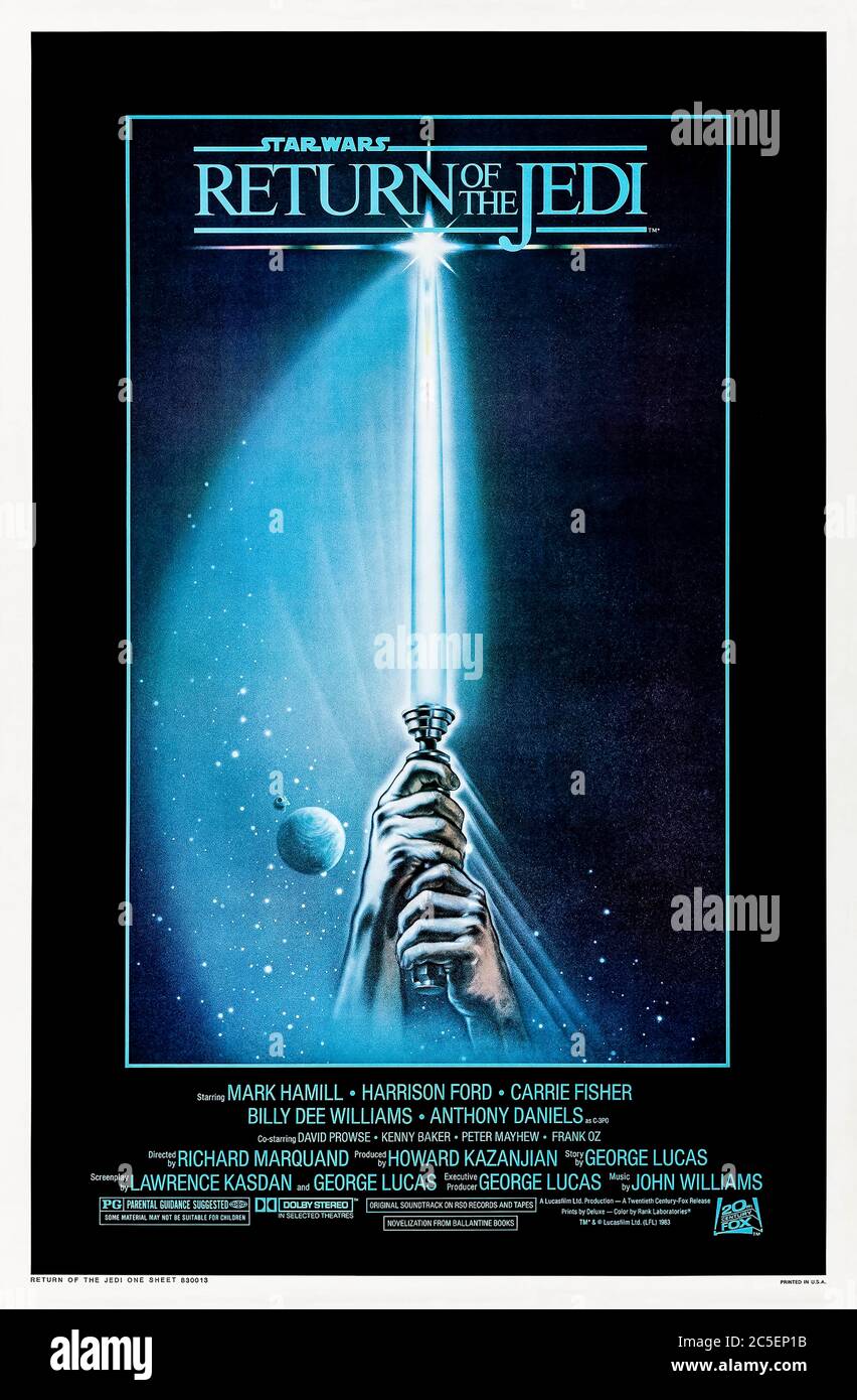 Star Wars: Episodio VI - regreso del Jedi (1983) dirigido por Richard Marcand y protagonizado por Mark Hamill, Harrison Ford, Carrie Fisher e Ian McDiarmid. La saga de Star Wars continúa y Luke Skywalker se enfrenta a Darth Vader y al Emperador. Foto de stock