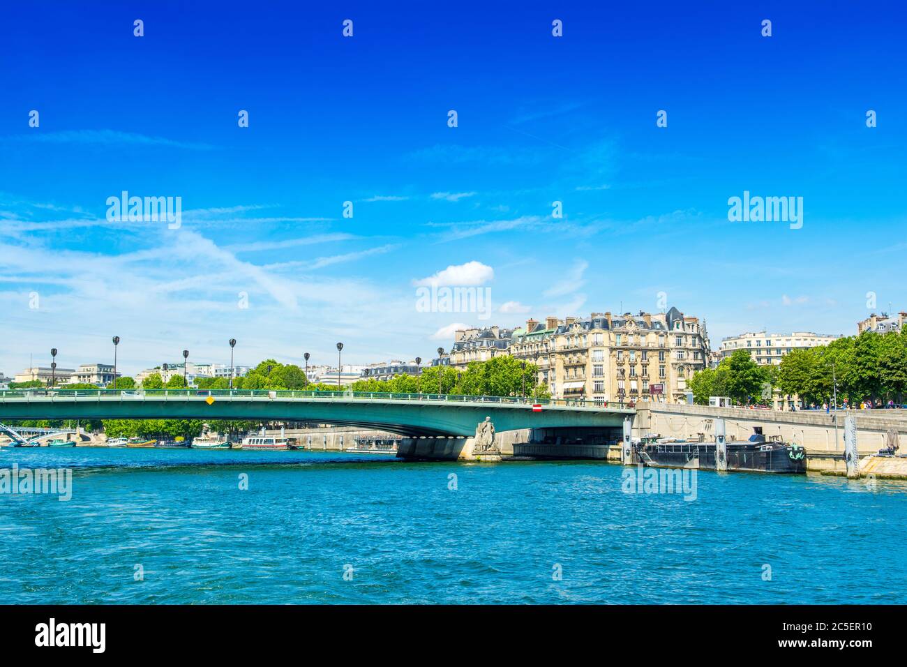 París, Francia - 25 de junio de 2019: Paisaje con el Puente Alma - Pont de l'Alma a través del río Sena, París Foto de stock