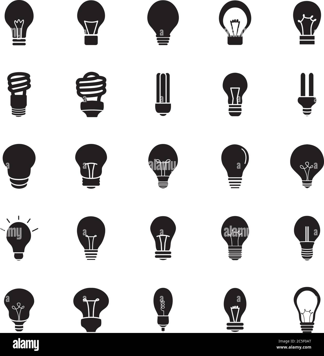 led bombillas y focos icono sobre fondo blanco, estilo silueta, ilustración  vectorial Imagen Vector de stock - Alamy