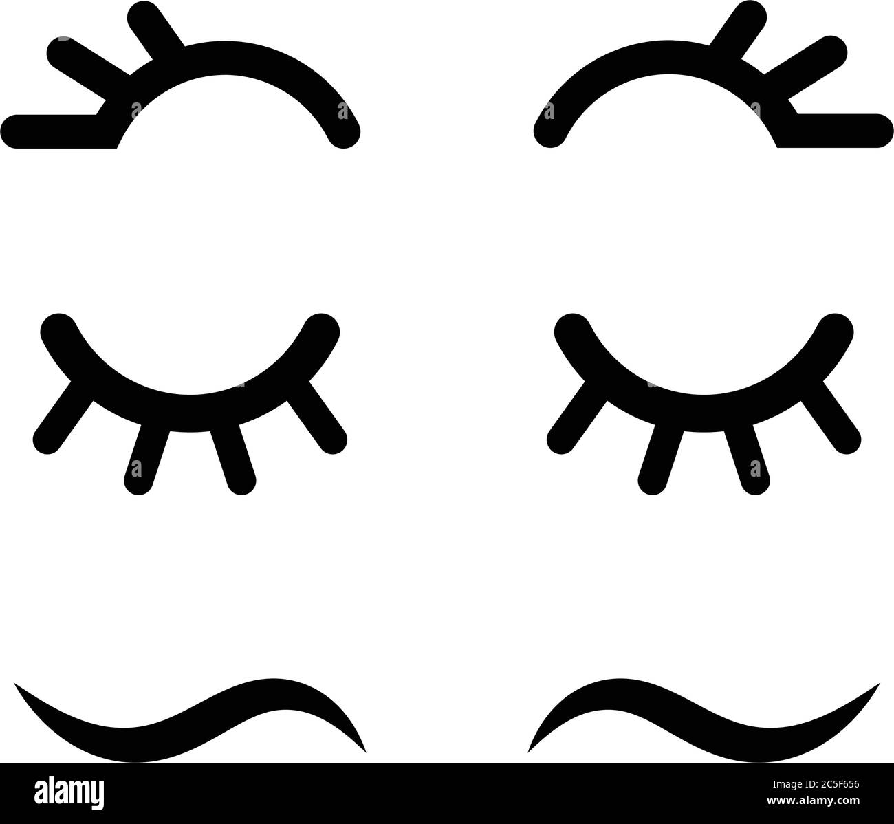Pestañas vector icono conjunto dibujos animados ojos ilustración negro  sobre fondo blanco Imagen Vector de stock - Alamy