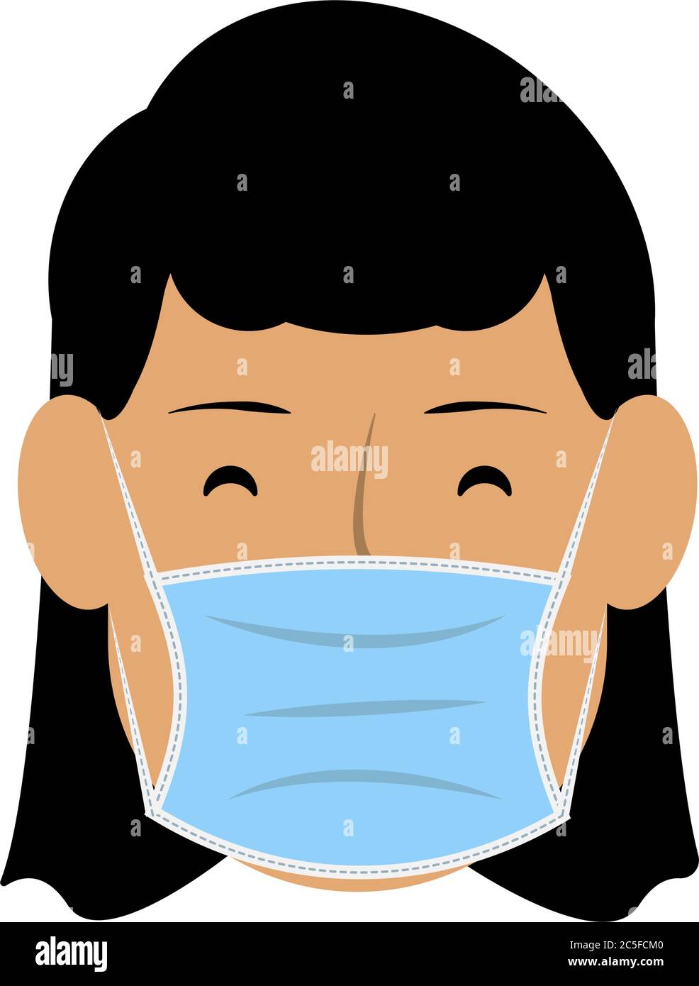 Mujer con máscara médica protectora vector Coronavirus o ilustración de atención médica Ilustración del Vector
