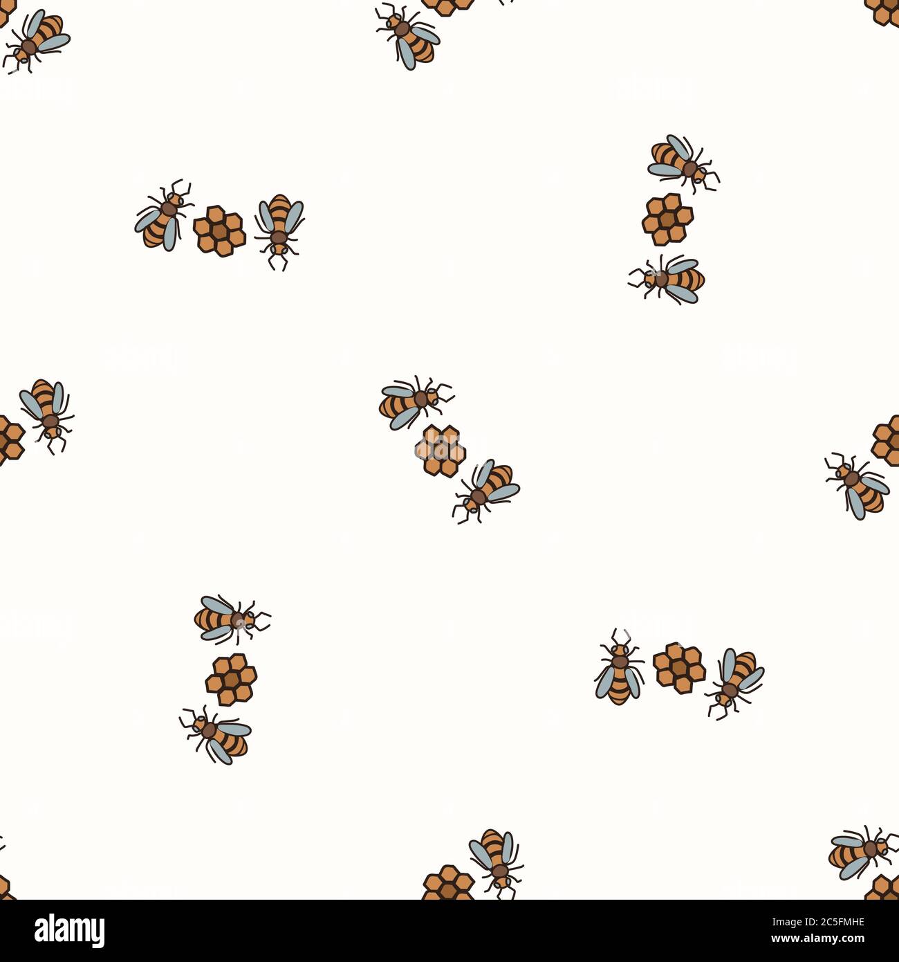Fondo Sin Costuras Abeja Y Nido De Abeja Patron De Bebe Neutro De Genero Color De 2 Tonos Terroso Minimo Y Caprichoso Papel Pintado Infantil O Boho Imagen Vector De Stock Alamy