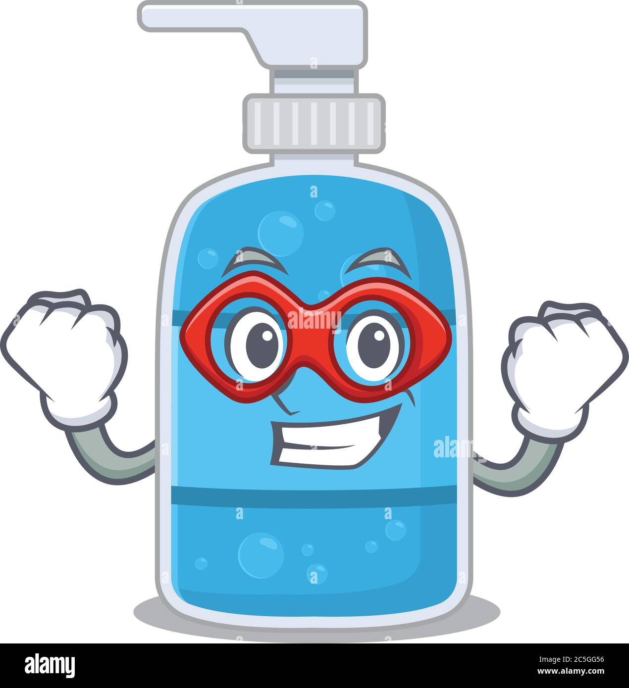 Un dibujo de dibujos animados de gel de lavado de manos en un personaje de  Super héroe Imagen Vector de stock - Alamy