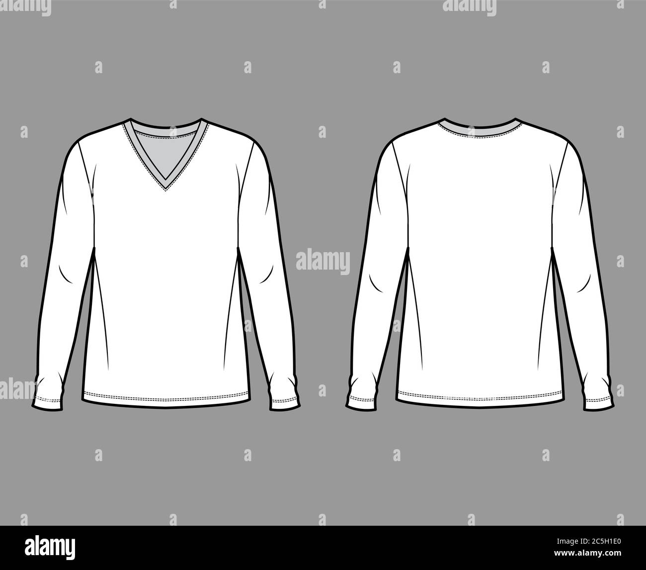 Camiseta de manga larga en blanco para mujer plantilla color
