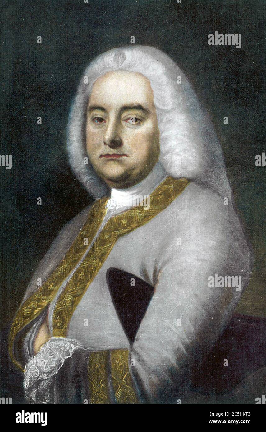GEORGE FRIDERIC HANDEL (1685-1759) compositor alemán, más tarde británico, barroco Foto de stock