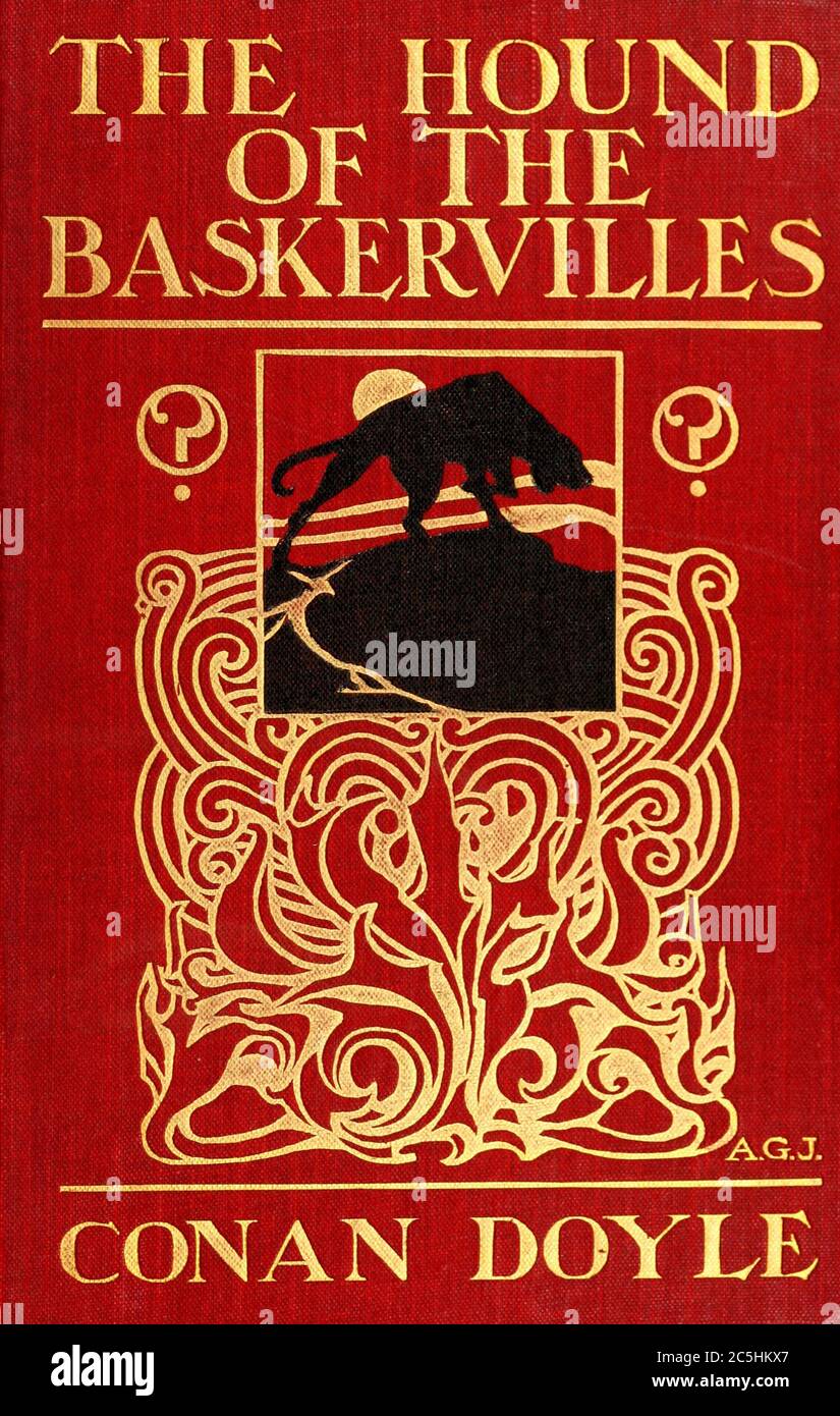 EL PERRO DE LOS BASKERVILLES por Arthur Conan Doyle. Primera edición de libro Portada 1902 Foto de stock